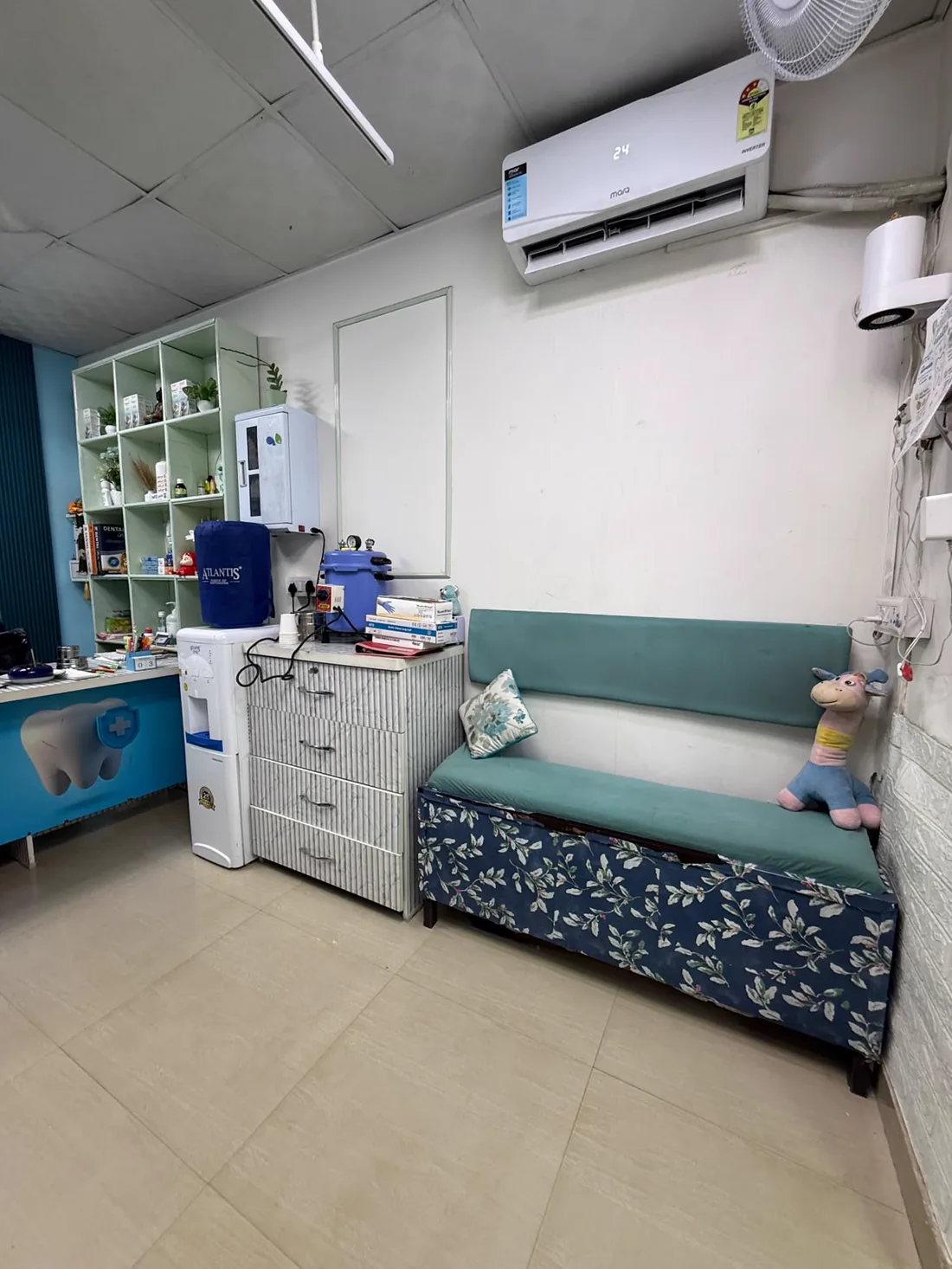 Seating, consultation desk and storage at the clinic